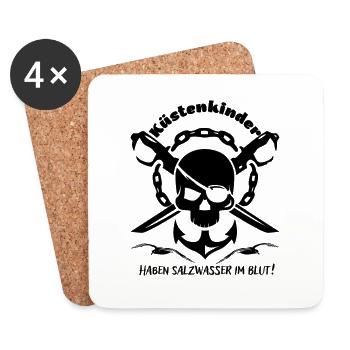 Coastal children have salt water in the blood skull anchor - Coasters (set of 4) - white - Front