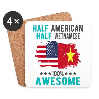 Half American Half Vietnamese - Coasters (set of 4) - white - Front