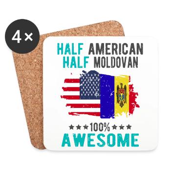 Halb Amerikaner Halb Moldawier - Untersetzer (4er-Set) - Weiß - Vorne