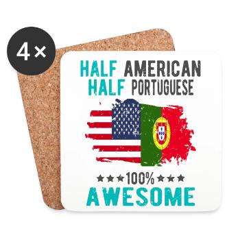 Half American Half Portuguese - Coasters (set of 4) - white - Front