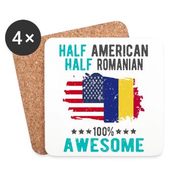 Half American Half Romanian - Coasters (set of 4) - white - Front