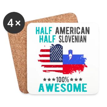 Halb Amerikaner Halb Slowenier - Untersetzer (4er-Set) - Weiß - Vorne