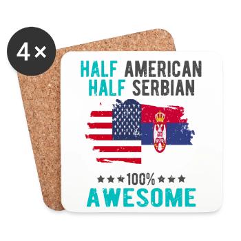 Halb Amerikaner Halb Serbier - Untersetzer (4er-Set) - Weiß - Vorne