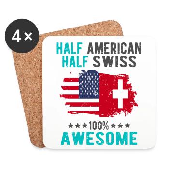 Halb Amerikaner Halb Schweizer - Untersetzer (4er-Set) - Weiß - Vorne