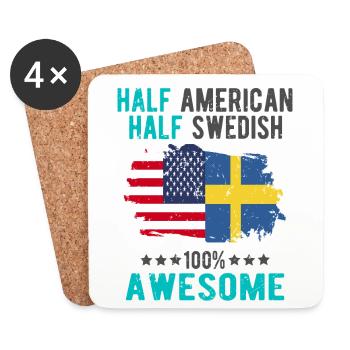 Halb Amerikaner Halb Schwede - Untersetzer (4er-Set) - Weiß - Vorne