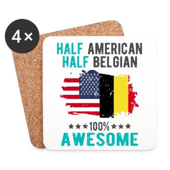 Half American Half Belgian - Coasters (set of 4) - white - Front