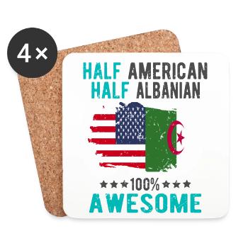 Halb Amerikaner Halb Albaner - Untersetzer (4er-Set) - Weiß - Vorne