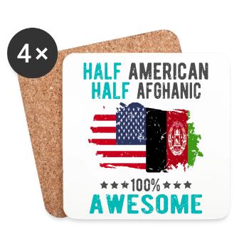 Mi-Américain, mi-Afghan - Dessous de verre (lot de 4) - blanc - Devant