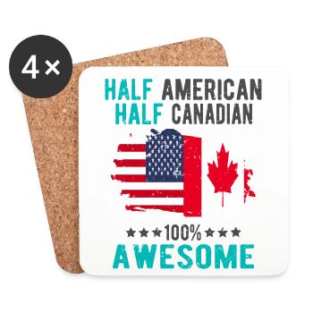 Mi-Américain, mi-Canadien - Dessous de verre (lot de 4) - blanc - Devant