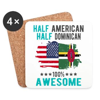 Half American Half Dominican - Coasters (set of 4) - white - Front