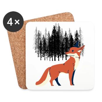 Renard Norvège Scandinavie Cerf rouge Faune - Dessous de verre (lot de 4) - blanc - Devant