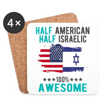 Half American Half Isreali - Coasters (set of 4) - white - Front