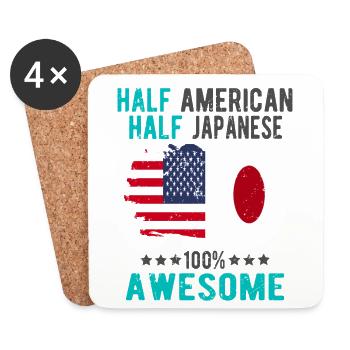 Half American Half Japanese - Coasters (set of 4) - white - Front