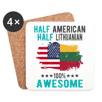 Half American Half Lithuanian - Coasters (set of 4) - white - Front