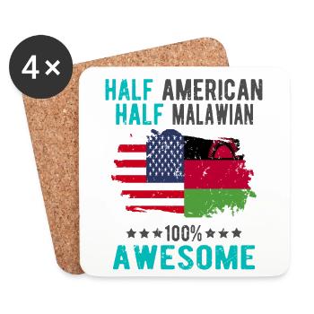 Half American Half Malawi - Coasters (set of 4) - white - Front
