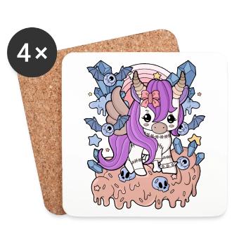 Creepy Kawaii Einhorn Pastel Goth Gruselig Horror - Untersetzer (4er-Set) - Weiß - Vorne