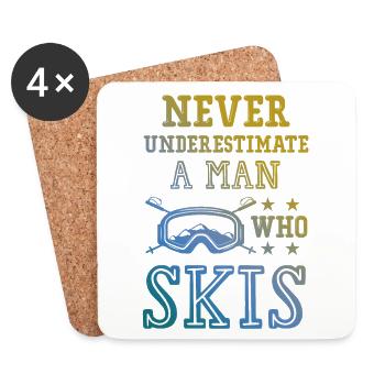 Ne sous-estimez pas un skieur - Dessous de verre (lot de 4) - blanc - Devant