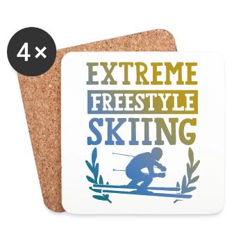 Ski acrobatique - Dessous de verre (lot de 4) - blanc - Devant
