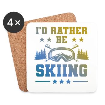 Ski Skiing - Coasters (set of 4) - white - Front
