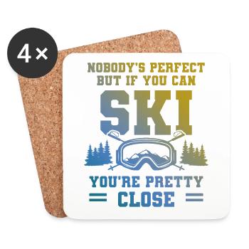 Personne n’est parfait en ski - Dessous de verre (lot de 4) - blanc - Devant