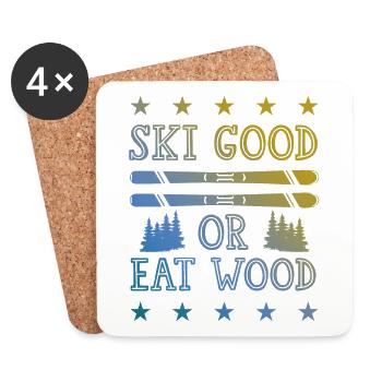 Ski Skiing - Coasters (set of 4) - white - Front
