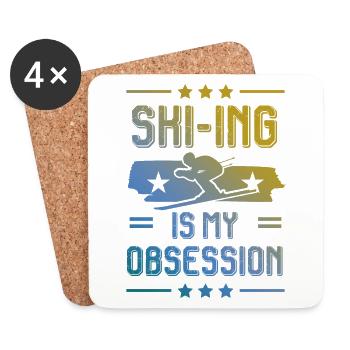 Ski Skiing - Coasters (set of 4) - white - Front