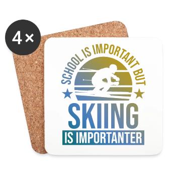 École importante Ski plus important - Dessous de verre (lot de 4) - blanc - Devant