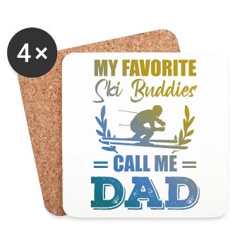 Papa ami skieur - Dessous de verre (lot de 4) - blanc - Devant