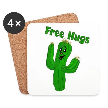 Câlins gratuits - Cactus Hug - toutes les couleurs fun4m3 - Dessous de verre (lot de 4) - blanc - Devant