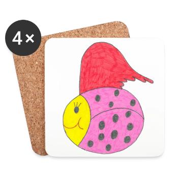 Cute ladybug - Coasters (set of 4) - white - Front