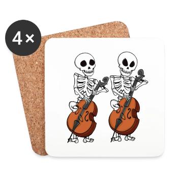 Double Bass Skeletons Orchestra Big Band Double Bass - Coasters (set of 4) - white - Front