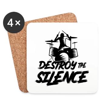 destroy the silence Schlagzeuger Gitarrist - Untersetzer (4er-Set) - Weiß - Vorne