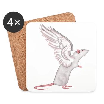 Ratte Engel - Untersetzer (4er-Set) - Weiß - Vorne
