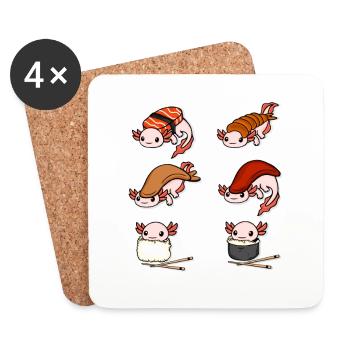 Sushi Liebhaber Geschenk Axolotl Japanisch Sushi - Untersetzer (4er-Set) - Weiß - Vorne