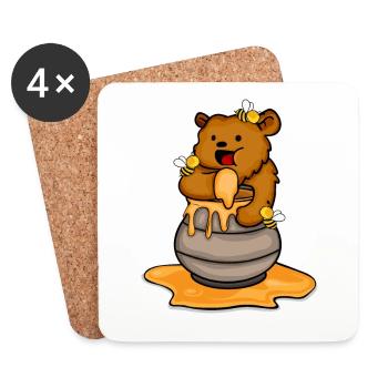 Bär Geschenk Kinder Honig Grizzly Bär - Untersetzer (4er-Set) - Weiß - Vorne
