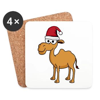 Kamel Comic Weihnachten - Untersetzer (4er-Set) - Weiß - Vorne