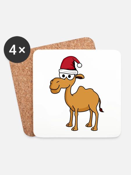 Kamel Comic Weihnachten - Untersetzer (4er-Set) - Weiß
