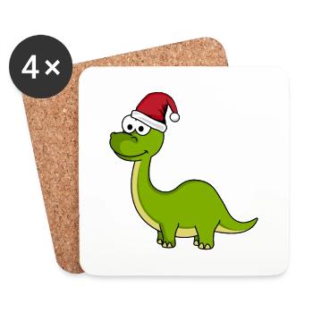 Dinosaur brontosaurus Christmas - Coasters (set of 4) - white - Front