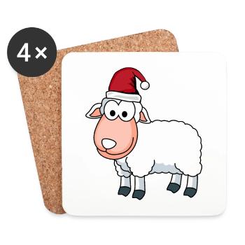 Moutons Comic Noël - Dessous de verre (lot de 4) - blanc - Devant