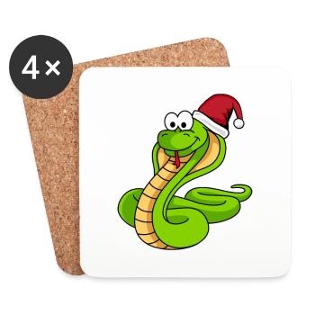 Schlange Kobra Comic Weihnachten - Untersetzer (4er-Set) - Weiß - Vorne