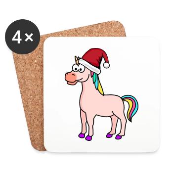 Licorne Comic Christmas - Dessous de verre (lot de 4) - blanc - Devant