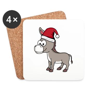Bande dessinée âne Noël - Dessous de verre (lot de 4) - blanc - Devant