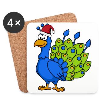 Peacock Comic Christmas - Dessous de verre (lot de 4) - blanc - Devant