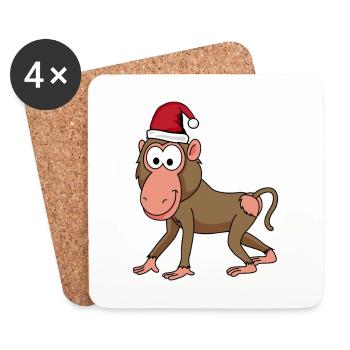Monkey monkey Christmas - Coasters (set of 4) - white - Front