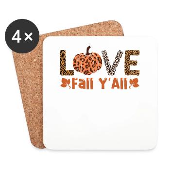 Love Fall Y’all Thanksgiving Fall Season Turkey - Dessous de verre (lot de 4) - blanc - Devant