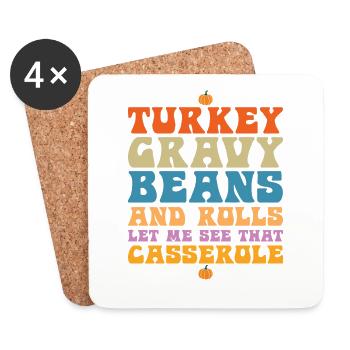 Sauce dinde haricots et petits pains - Dessous de verre (lot de 4) - blanc - Devant