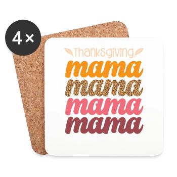 Maman Thanksgiving Saison d’automne Citrouille de dinde - Dessous de verre (lot de 4) - blanc - Devant