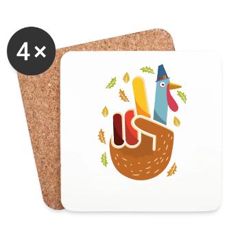 Peace Turkey Thanksgiving Fall Season Pumpkin - Dessous de verre (lot de 4) - blanc - Devant