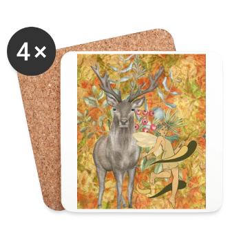 Forêt imaginaire elfe - Dessous de verre (lot de 4) - blanc - Devant