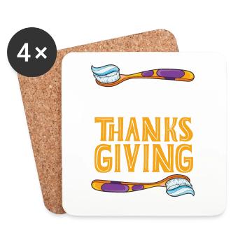 Joyeux Thanksgiving Dentiste Dental Tech Citrouille - Dessous de verre (lot de 4) - blanc - Devant